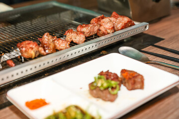 Chinese food. Grilled lamb ribs