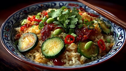 Vibrant fried rice dish high resolution picture