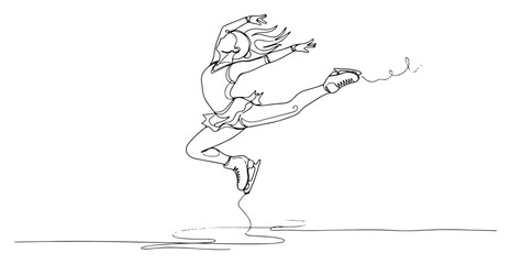 Continuous Line Drawing of a Figure Skater in Action © Katarzyna