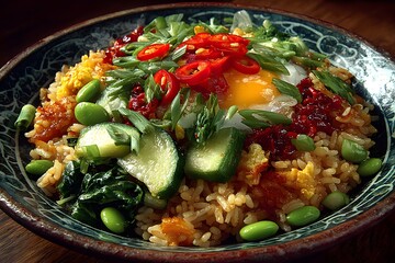Vibrant vegetable rice dish high resolution picture
