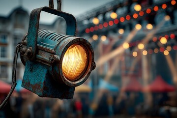 Vintage par can spotlight glowing warmly high resolution picture