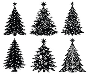 Obraz premium Ornate Swirl Christmas Tree Vector Illustration 
