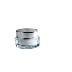 Luxurious skincare cream jar with silver lid, perfect for beauty, wellness, and cosmetic advertising campaigns
