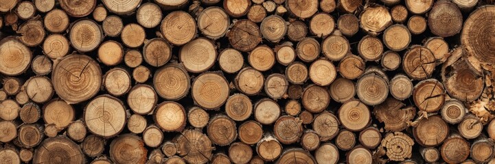 Close-up view of stacked wood logs, showcasing the natural grain and varied shades of brown.