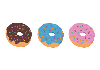 sweet donut with sprinkles, vector illustration for food design concept