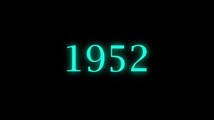 4k animation vertical scrolling  of years from 1949 to 1954 was correct 1952 with clean motion style. Ideal a future planning, timeline concepts, and black background motion video..