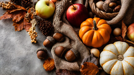 Thanksgiving dinner turkey roast with autumn leaves background image