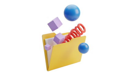 Folder with abstract shapes isolated on transparent background