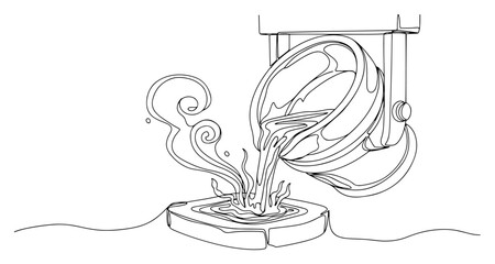 Pouring Molten Metal from a Crucible in a Continuous One Line Drawing