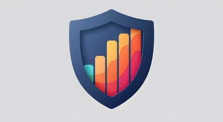 Abstract icon of shield with layered bars inside