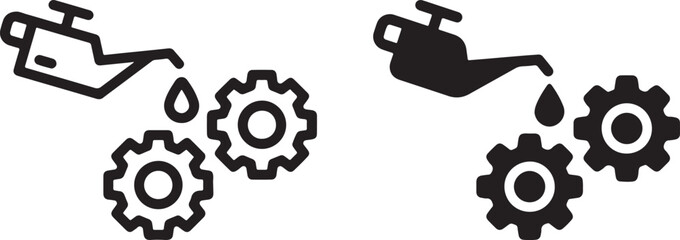 oil can, gears, cogwheel, mechanical, lubrication, engine, motor, industry, maintenance, service, repair, oil drop, liquid, pouring, symbol, icon, graphic, design, illustration, concept, mechanism, ma
