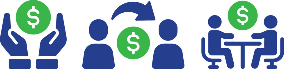 design, financial, icons, illustration, vector, transaction, collaboration, finance, money, dollar, icon, people, business, investment, savings, hands, partnership, meeting, growth, strategy, symbol, 