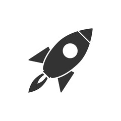 Dark rocket ship with white circle and flame spaceship spacecraft