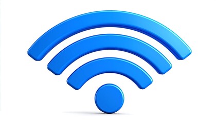 Vibrant blue wifi symbol on a white background