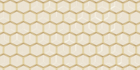Honey bee comp Golden Seamless hexagon pattern with gold strip line vector eps 10