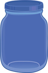 Illustration of Empty Blue Glass Mason Jar