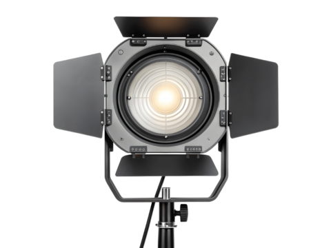 Studio fresnel light isolated on transparent background illuminates scene