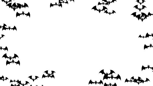 happy halloween bats border frame flying on transparent background , png trick or treat isolated birds social media design element	