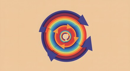 Abstract icon of layered arrows forming spiral