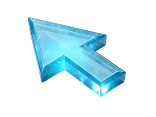 A blue arrow cursor isolated on transparent background