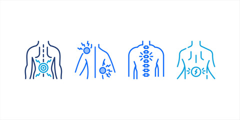 Back Pain, Back Pain icon, Back Pain Relief and Treatment Vector, Chronic Back Pain Illustration, Lower and Upper Back Pain Therapy, Muscle Pain Infographic Template Design