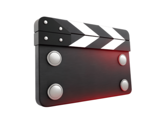 A clapperboard isolated on transparent background is ready for filming