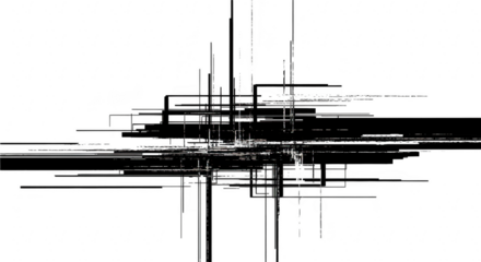 Abstract black lines isolated on transparent background