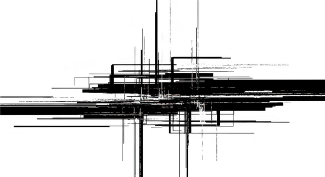 Abstract black lines isolated on transparent background