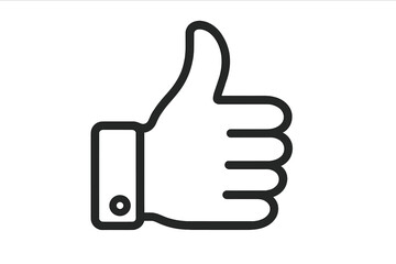 Thumbs up line icon. Like button for social media. Vector symbol for approval, success, and positive feedback. Agreement and good job gesture. Minimalist outline design.