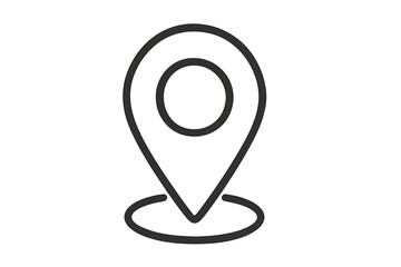 Location pin icon for maps and navigation. GPS marker symbol for indicating a destination, place, or address. Simple line art vector of a geolocation pointer for travel.