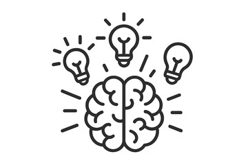 Brainstorming concept with brain and light bulbs. Creative idea, innovation, and intelligence symbol. Metaphor for problem solving, inspiration, and creative thinking. Mind power icon.
