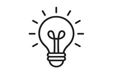 Light bulb icon. Symbol of idea, innovation, solution, and creativity. Lamp line art for energy and electricity concepts. Simple vector illustration for inspiration and thinking.