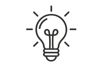 Idea light bulb icon, linear lamp symbol. Vector cartoon illustration of creative thinking, innovation, problem-solving, and solution. Energy and electricity concept. Simple outline pictogram.