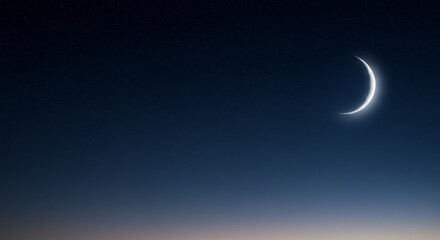 Crescent Moon and Starry Night Sky © homan