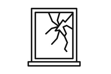 Broken window line icon. Cracked glass symbol. Vandalism, accident, damage concept. House repair, home insurance service sign. Minimalist outline vector illustration for web.