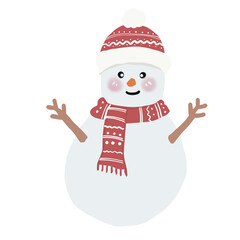 Cute snowman Christmas cartoon illustration 