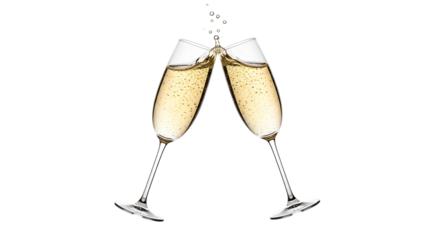 Celebrate with champagne cheers sparkling wine toast luxury drink party celebration alcohol isolated black transparent background