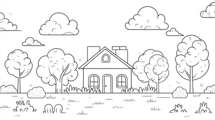 Simple house illustration outdoors