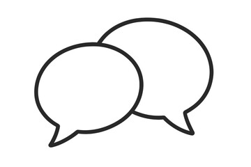 Two speech bubble line icon. Concept of communication, dialogue, conversation, discussion. Simple chat, message, comment symbol. Vector illustration for forum, talk, quote.