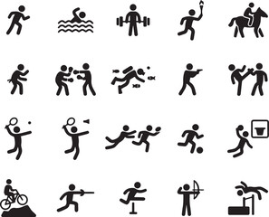 vector, illustration, icons, design, sports, activities, with, diverse