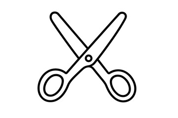 Scissors outline linear icon, vector cartoon illustration of cutting tool for graphic design, web design, apps, adverts, various cards, transparent background, simple flat style
