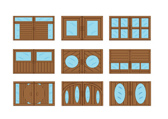 wooden window with glass design on white background illustration vector