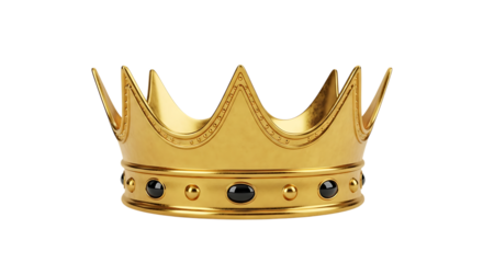 Golden crown jewelry royal king queen tiara headwear luxury regal coronation symbol power authority wealth transparent background
