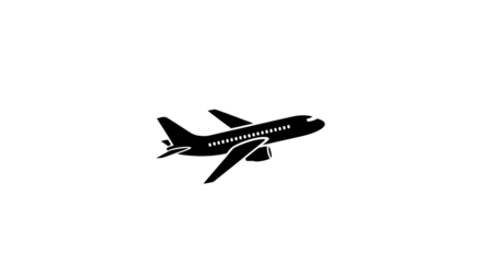 Airplane silhouette aviation travel transport jet flight vector illustration graphic design element 100 transparent background