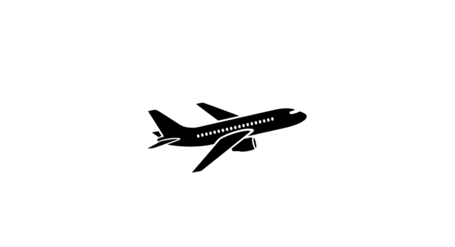 Airplane silhouette aviation travel transport jet flight vector illustration graphic design element 100 transparent background