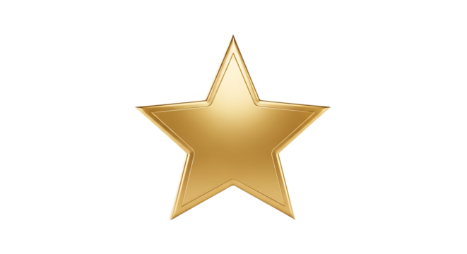 Golden star award symbol illustration on black background for graphic design and decoration use transparent background