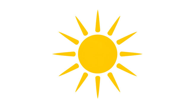 Sunshine yellow sun rays summer heat bright light sunny day weather forecast icon illustration vector 100 transparent background