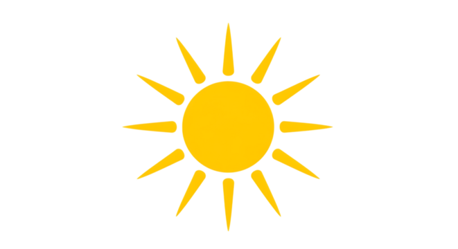 Sunshine yellow sun rays summer heat bright light sunny day weather forecast icon illustration vector 100 transparent background