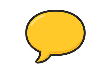 Fototapeta premium Yellow speech bubble vector icon for chat and communication. Flat cartoon style talk symbol for messages, dialogue, and comments. Thinking balloon graphic illustration.