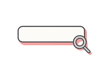 Search bar vector illustration. User interface element. Website and app design. Minimalist search box with magnifying glass icon. Find information online. Data query concept. UI UX.